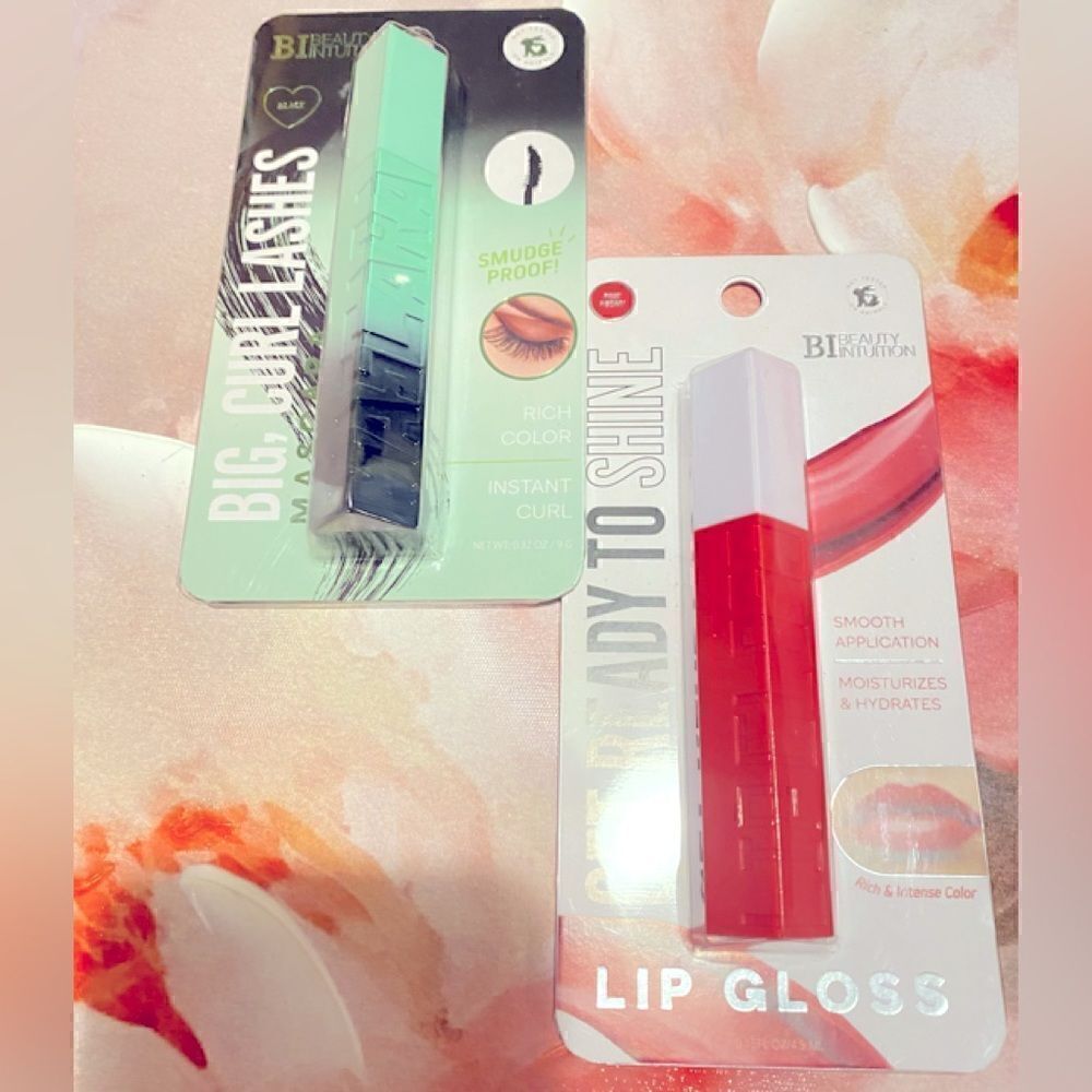🛍️ 2 Beauty Intuition Pink Peony  Lip Gloss 💄 & Big Curl Lashes Mascara💥